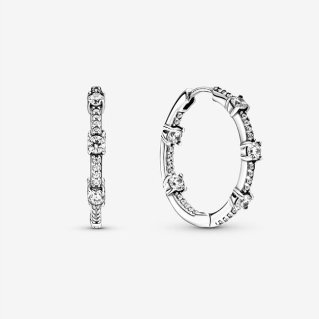 Sparkling Pave Bars Hoop Earrings Pandora